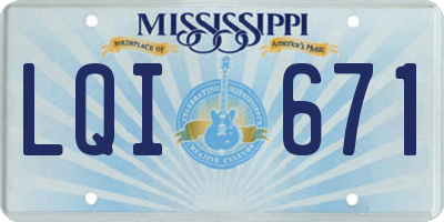 MS license plate LQI671