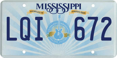 MS license plate LQI672