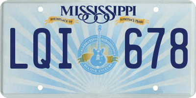 MS license plate LQI678