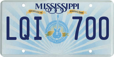 MS license plate LQI700