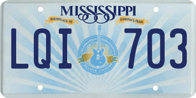 MS license plate LQI703