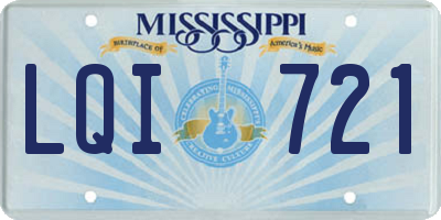 MS license plate LQI721