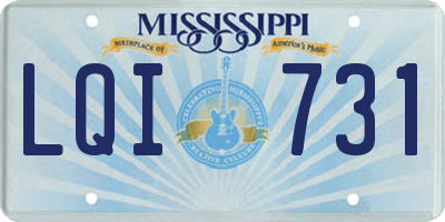 MS license plate LQI731