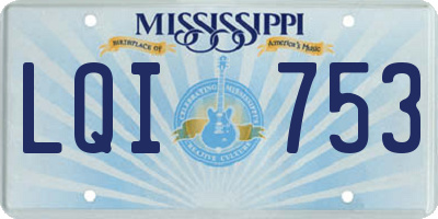 MS license plate LQI753