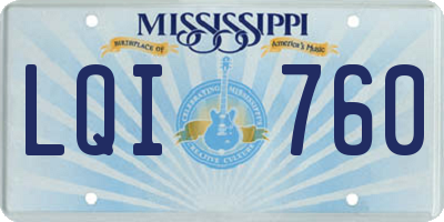 MS license plate LQI760