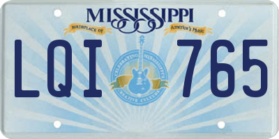 MS license plate LQI765