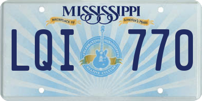 MS license plate LQI770