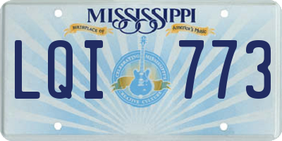 MS license plate LQI773