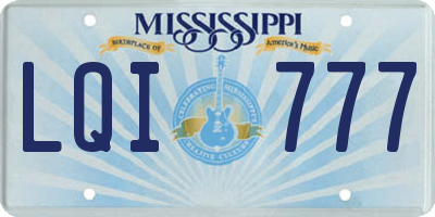 MS license plate LQI777