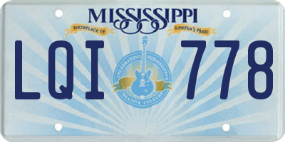 MS license plate LQI778