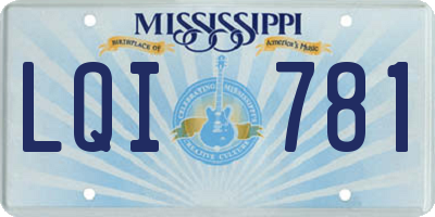 MS license plate LQI781