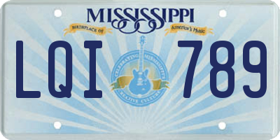 MS license plate LQI789