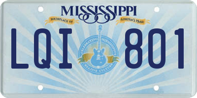 MS license plate LQI801