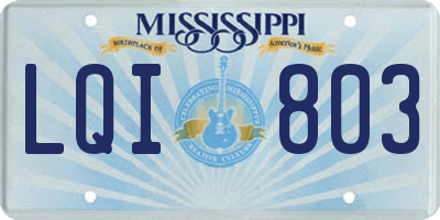 MS license plate LQI803
