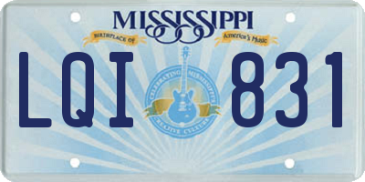 MS license plate LQI831