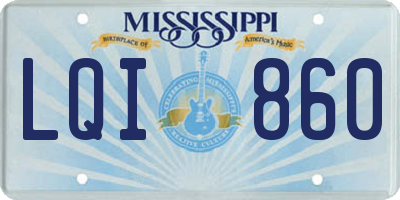 MS license plate LQI860