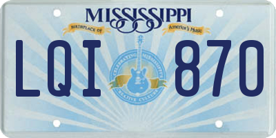MS license plate LQI870