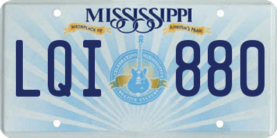 MS license plate LQI880