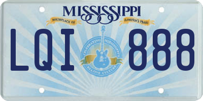 MS license plate LQI888