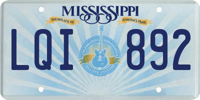 MS license plate LQI892