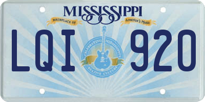 MS license plate LQI920