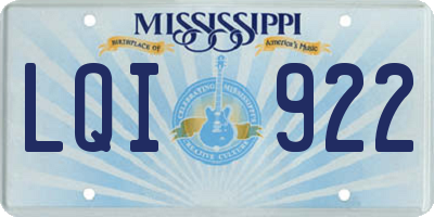MS license plate LQI922