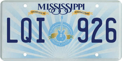 MS license plate LQI926