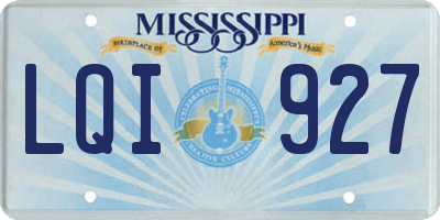 MS license plate LQI927