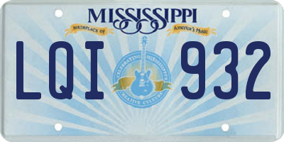 MS license plate LQI932