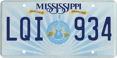 MS license plate LQI934