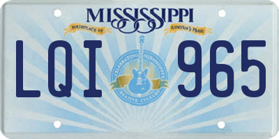 MS license plate LQI965