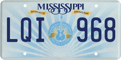 MS license plate LQI968