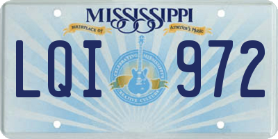 MS license plate LQI972