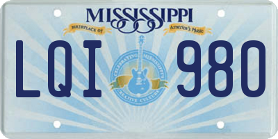 MS license plate LQI980