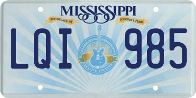 MS license plate LQI985