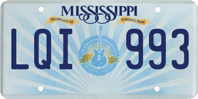MS license plate LQI993