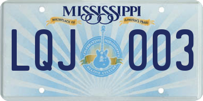 MS license plate LQJ003