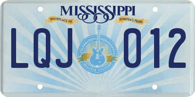 MS license plate LQJ012
