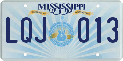 MS license plate LQJ013