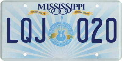 MS license plate LQJ020