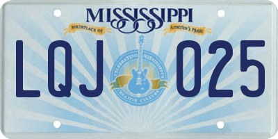 MS license plate LQJ025