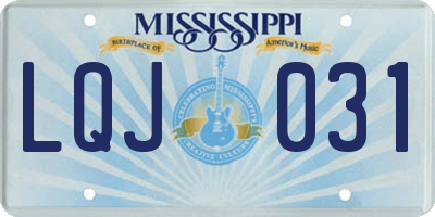 MS license plate LQJ031