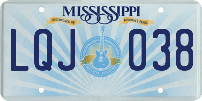 MS license plate LQJ038