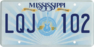 MS license plate LQJ102