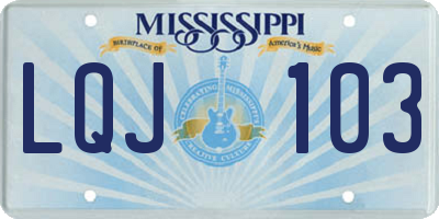 MS license plate LQJ103