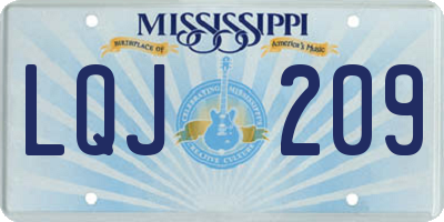 MS license plate LQJ209