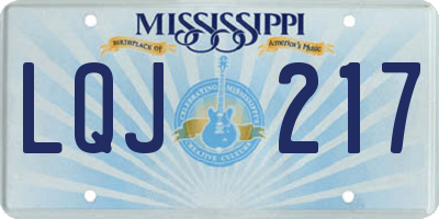 MS license plate LQJ217