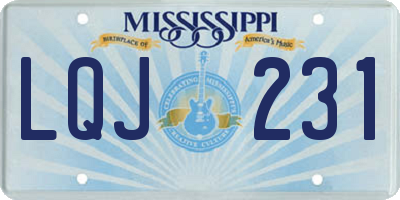MS license plate LQJ231