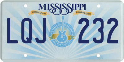 MS license plate LQJ232