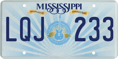 MS license plate LQJ233